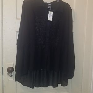 Black sheer lace back top